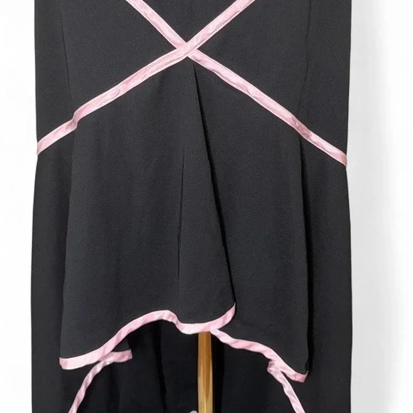 Vintage Y2K black slip dress pink trim balletcore coquette Blondie Nites - Picture 4 of 5